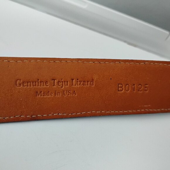 ❤️Rare GREG JENSEN CLINT ORMS STERLING BUCKLE  & LUCCHESE Teju Lizard Belt 31-35 - Picture 8 of 10
